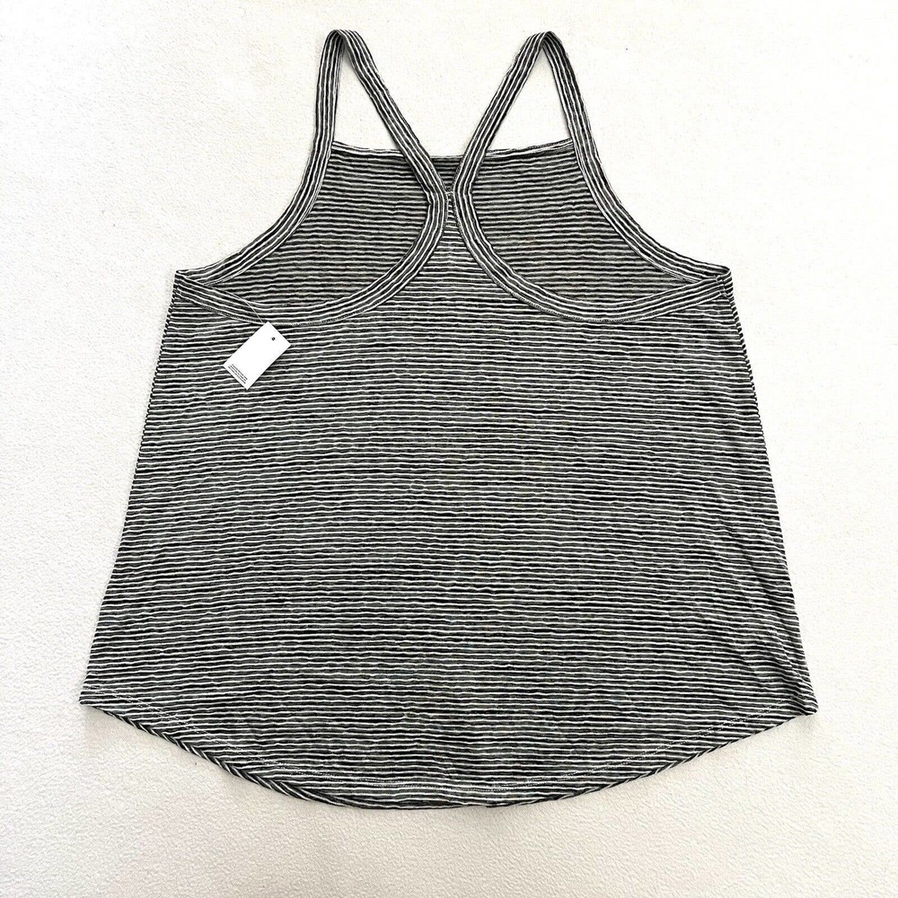 NWT Loft High Neck Black White Stripe Rayon Blend Halter Racerback Tank Top L - Picture 5 of 6